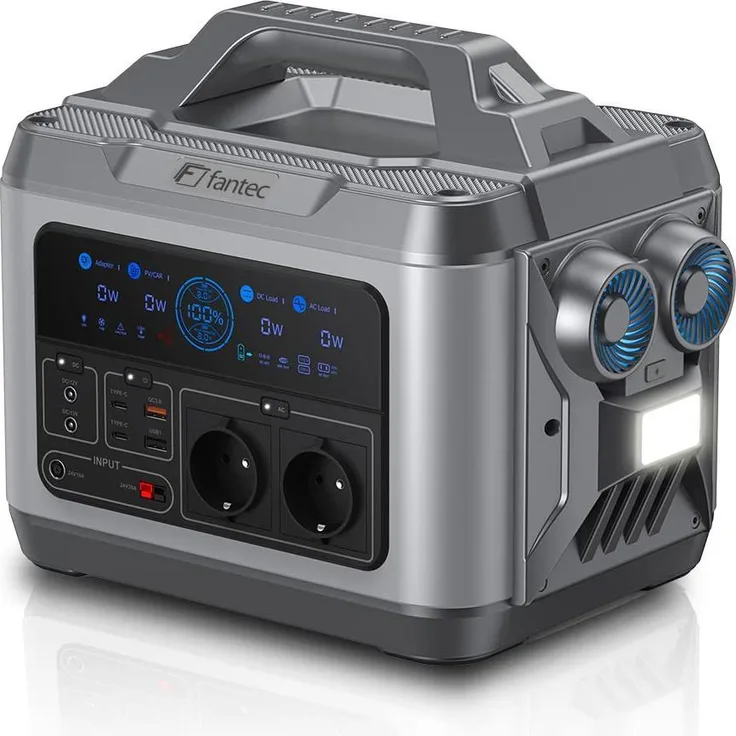 Fantec PGS-1200, Power Station mit 1110 Wh und 1200 W Nennleistung, tragbar, ideal für Outdoor und Notfälle, 14 kg