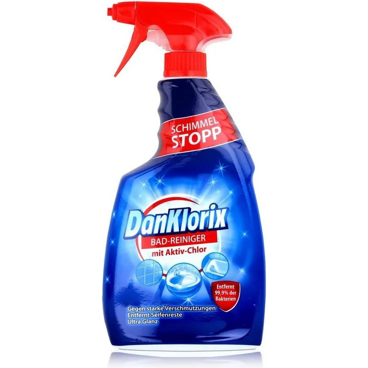 DanKlorix Bad-Reiniger mit Aktiv-Chlor, 750ml - Schimmel-Stopp für hygienische Oberflächen