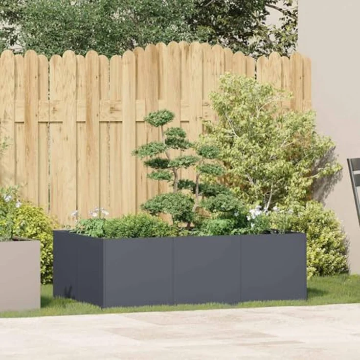 vidaXL Pflanzkübel Anthrazit 120x80x40 cm Stahl, Pflanzgefäß mit viel Platz und erhöhter Stabilität – Bild 4