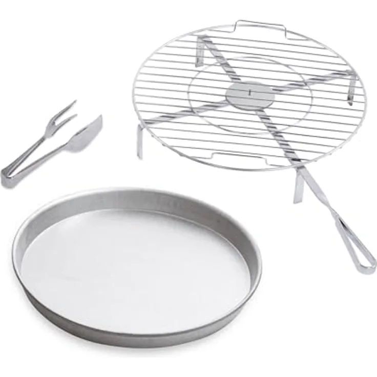 Alfa Forni BBQ501, Grillbesteckset mit drehbarem Grillrost und Grillzange, 37 cm, für Holz- und Gasöfen