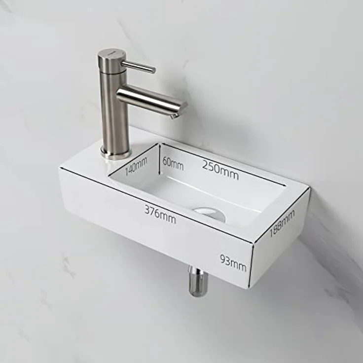 Ibergrif Hänge-Waschbecken, 29x20.5x9 CM, Einfache Reinigung und Installation, Geeignet für Badezimmer, Weiß, Keramikmaterial – Bild 2