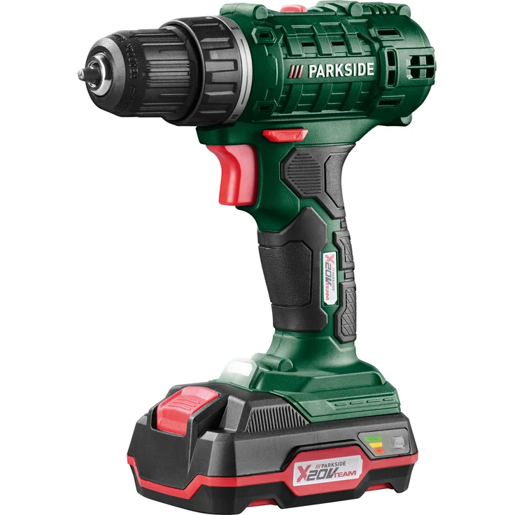 PARKSIDE® 20 V Akku-Bohrschrauber PBSSA 20-Li A1, 2-Gang mit 2,0 Ah Akku und Ladegerät, LED-Arbeitsleuchte, automatischer Spindel-Arretierung, im praktischen Aufbewahrungskoffer