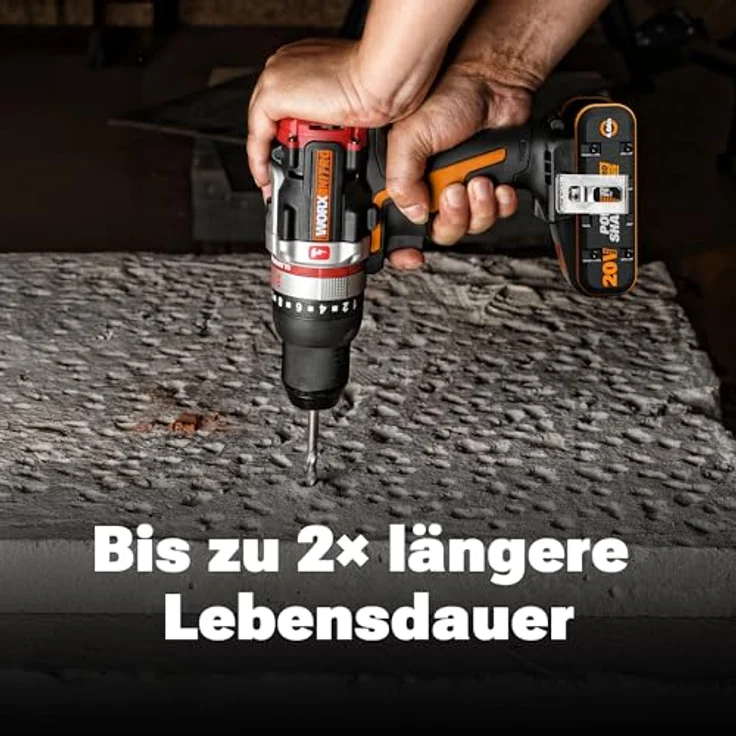 WORX WA3646 PowerShare Pro Plus Akku 20 V, 4 Ah, 40 % mehr Leistung, 20 % mehr Laufzeit, 360° Zellenschutz, leicht & kompakt, kompatibel mit WORX PowerShare Werkzeugen – Bild 4