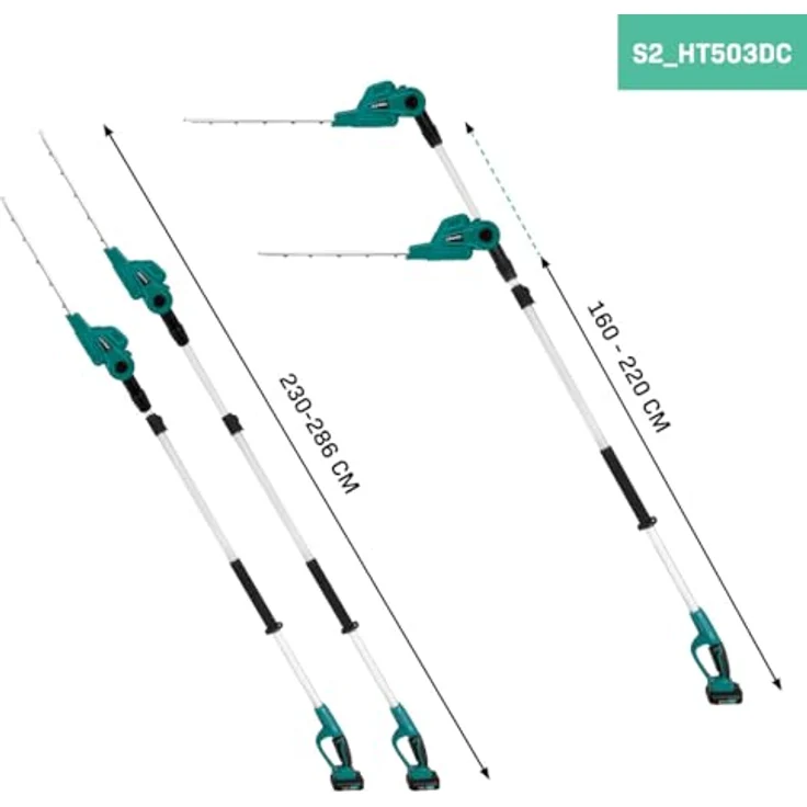 VONROC Teleskop Heckenschere HT503DC, Akku-Baumschneider mit 20V und 40 cm Klingenlänge, teleskopierbar bis 260 cm, neigbarer Kopf – Bild 2