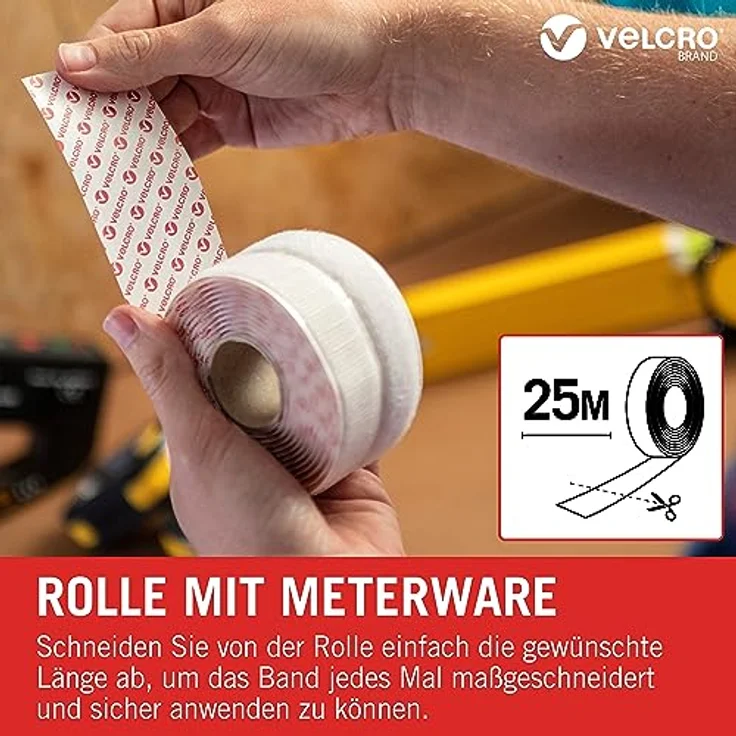 VELCRO VEL-EC60354 Klettband zum Aufkleben Haft- und Flauschteil (L x B) 25000mm x 20mm Weiß 25m - Preisvergleich – Bild 5