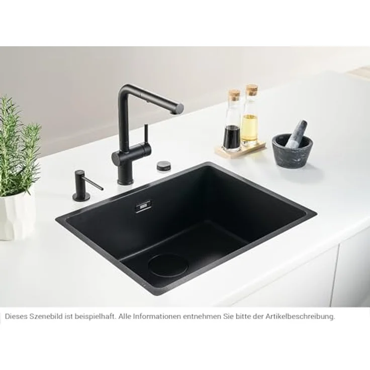 FRANKE Granitspüle Franke Maris MRG 110-52 Black Matt - Black Collection, Hygienische Oberfläche, Geradliniges Design, Unterbaubecken – Bild 2