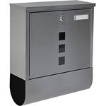 HELO 'A1' Edelstahl Briefkasten abschließbar mit Zeitungsfach, Namensschild und großem Einwurf, Postkasten inkl. Zylinderschloss mit 2 Schlüsseln und 3 Sichtfenstern