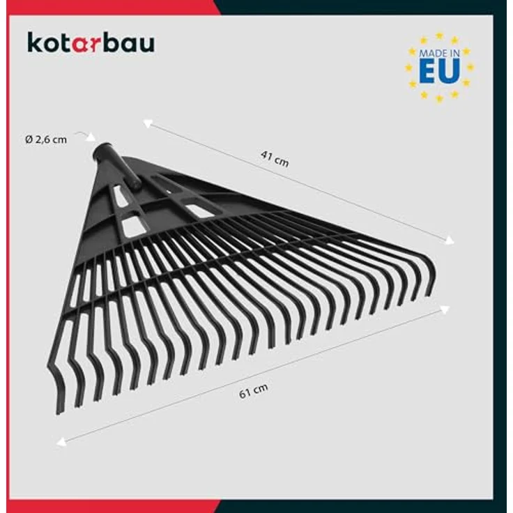 KOTARBAU® Laubrechen Kunststoff 61 cm - ohne Stiel - vielseitiger Laubbesen für Herbstlaub & Heckenschnitt - recycelter Kunststoff - schwarz – Bild 3