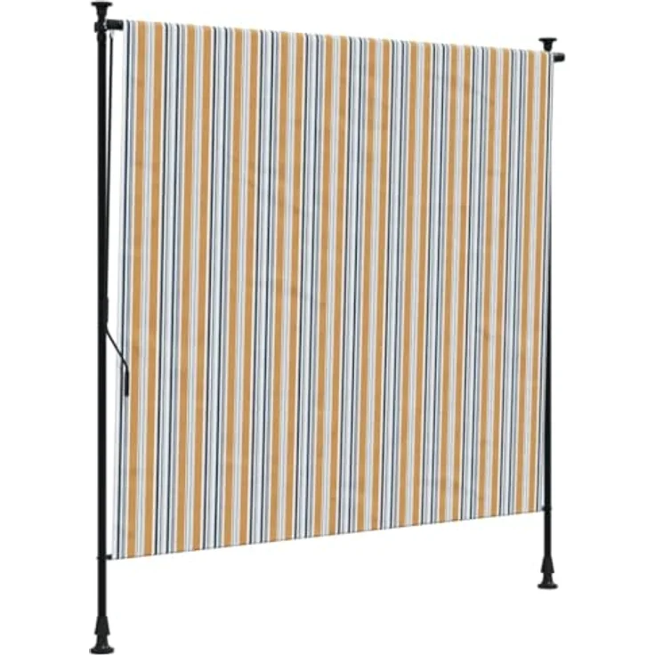vidaXL Außenrollo, Senkrechtmarkise mit Kurbel, Gelb Weiß 200x270cm Stoff Stahl, UV-beständig und einziehbar – Bild 1