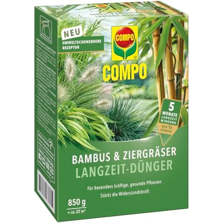 Compo Bambus & Ziergräser Langzeit-Dünger, umweltschonende Rezeptur, 5 Monate Wirkung, 850 g für 22 m²