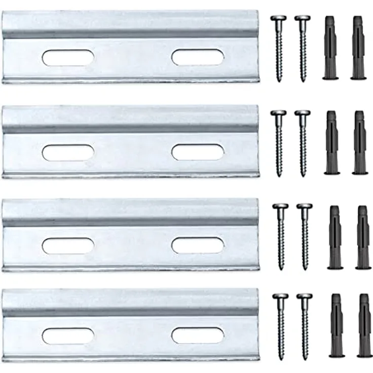 sossai® Dexo Kurzschienen Set | Länge 10 cm | 4x Kurzschiene + Schrauben + Dübel | zum Aufhängen von Küchen-Hängeschränken