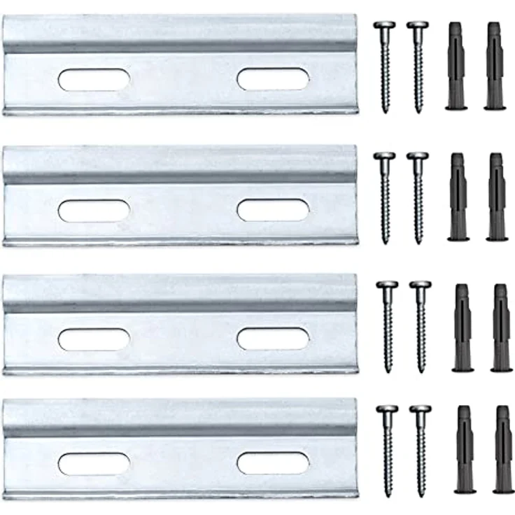 sossai® Dexo Kurzschienen Set | Länge 10 cm | 4x Kurzschiene + Schrauben + Dübel | zum Aufhängen von Küchen-Hängeschränken – Bild 1