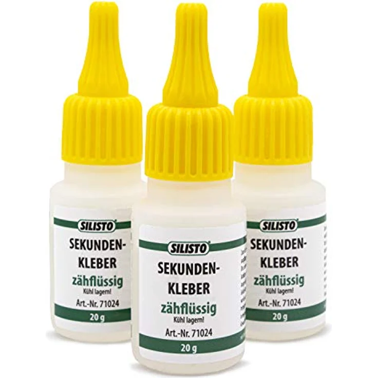 SILISTO Sekundenkleber 3x20g Transparent, extrem starker Cyanacrylat-Kleber für Plastik, Holz, Metall, Glas und mehr – Bild 1