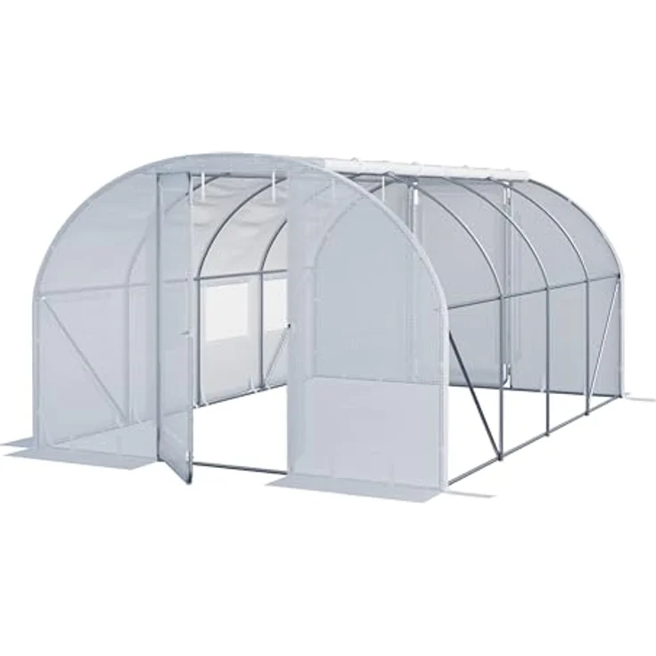 TOOLPORT Premium Foliengewächshaus 3x4m, PE Plane 180g/m², weiß transparent – Bild 1