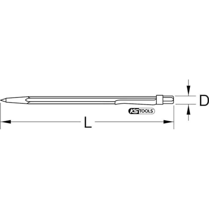 KSTOOLS Hartmetall-Anreißnadel, 145mm mit gehärteter Spitze und Ansteck-Clip, gerade Form, verchromt – Bild 3