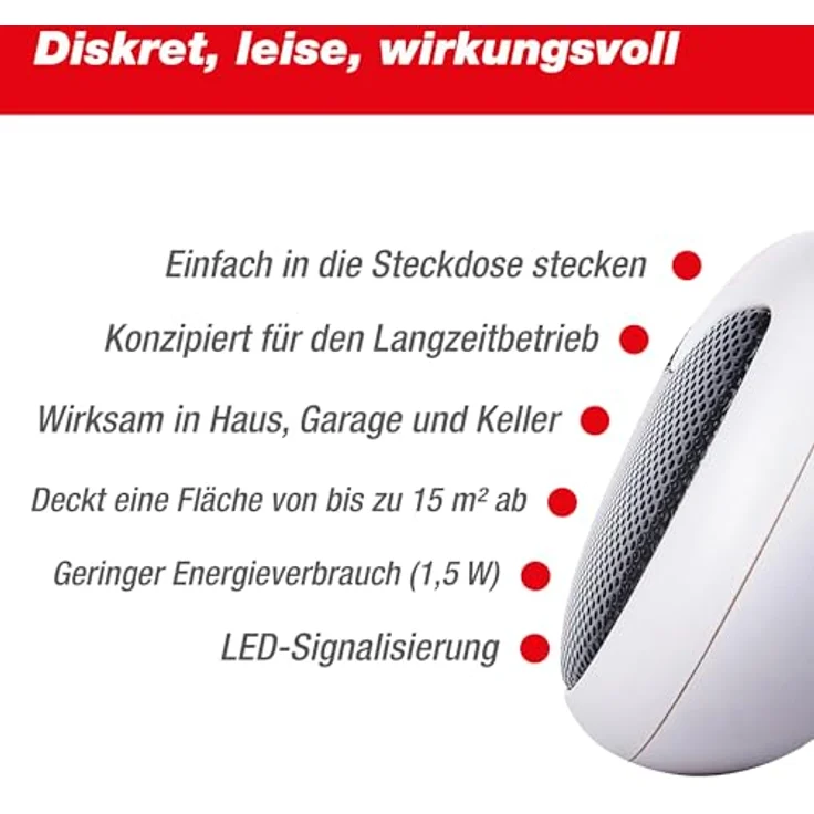 Swissinno Mini Schädlingsvertreiber Ultraschall Wirkungsbereich 15m² 1St. – Bild 4