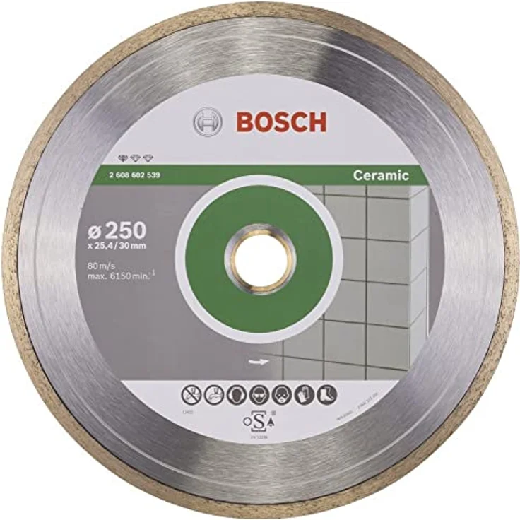 Bosch Professional Diamanttrennscheibe Standard für Ceramic, 250 x 30 und 25,40 x 1,6 x 7 mm, 2608602539 – Bild 4