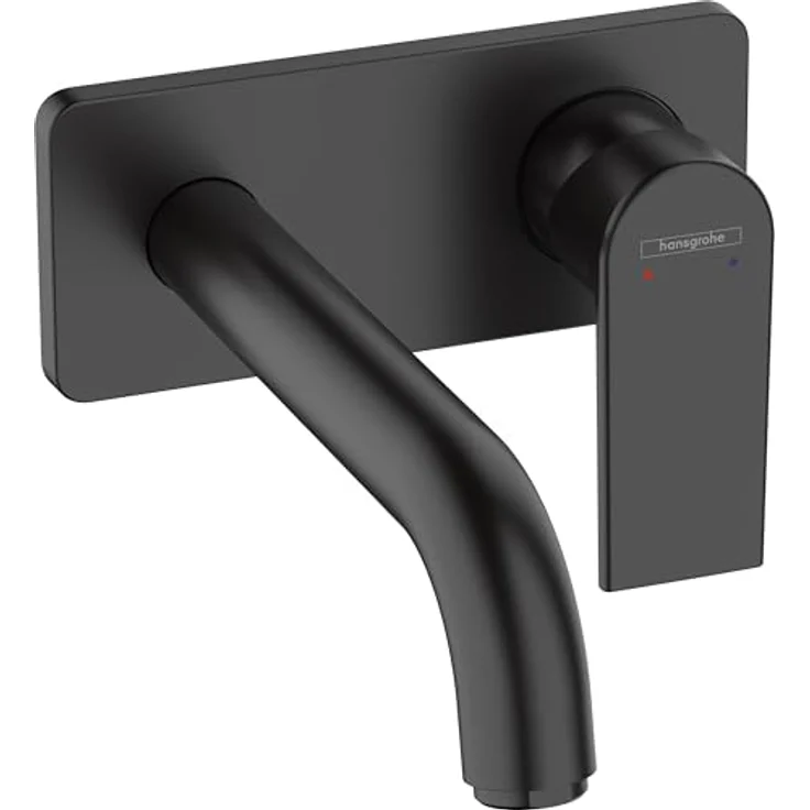 hansgrohe Vernis Shape, Badarmatur für Unterputz-2-Loch-Waschtisch, Einhebelmischer mit mattschwarzer Oberfläche, EcoSmart und AirPower Technologie – Bild 1