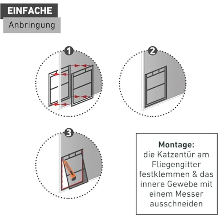 Windhager Katzenklappe für Insektenschutz Rahmentüren, schwenkbar, 20x25 cm – Bild 5