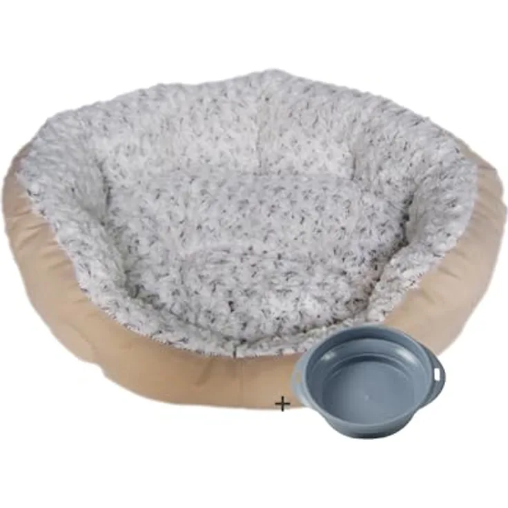 Rohrschneider Kuschelsofa Snow, Gr. S für Katzen und kleine Hunde, waschbar bei 30°C, mit Futternapf