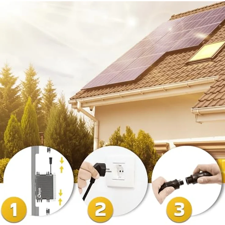 SUNNIVA® 2000W Balkonkraftwerk BIFAZIAL FULLBLACK, komplett Steckdose, DEYE 1600W Wechselrichter, 4x 500W Glas-Glas Solarmodule, Bluetooth WIFI, inkl. 5m Kabel – Bild 5