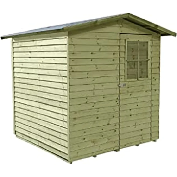 Belladoor Wood Gerätehaus Dortmund 2 | Gartenhaus | Wandstärke 9 mm | Kesseldruckimprägniert | B x T x H: 180 x 180 x 210 cm | Einzeltür mit Lichtausschnitt | Inkl. Dachpappe + Beschläge – Bild 1