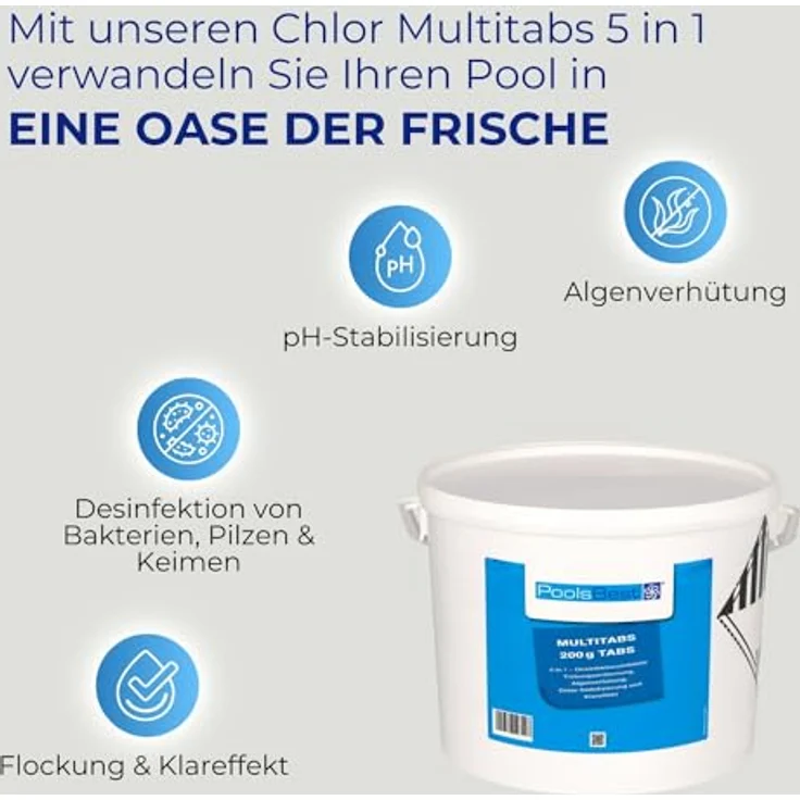 10 kg - PoolsBest® Chlor Multitabs 5 in 1 zur Desinfektion, 200 g Tabs – Bild 5