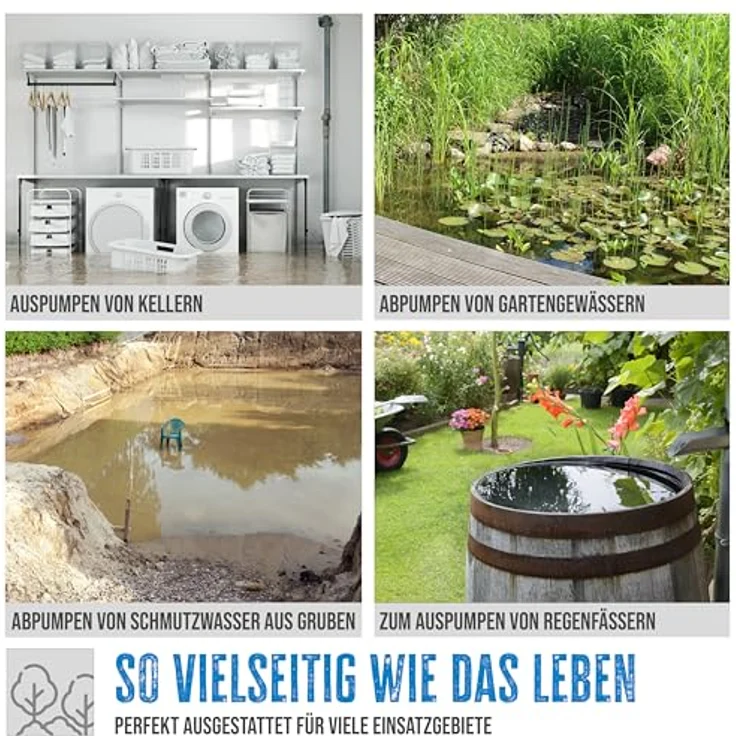 Güde 94639 Schmutzwassertauchpumpe GS 1103 PI (Eintauchtiefe bis 7 m, maximale Förderhöhe 8 m, 1100 W, 20000 l-h) – Bild 4