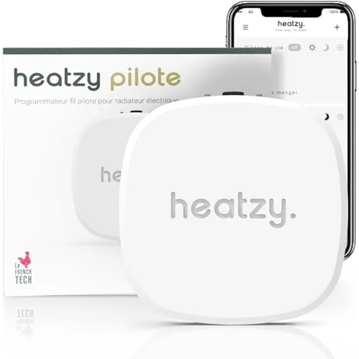 Heatzy HEATZY WiFi-Heizkörpersteuermodul, programmierbar zur Raumsteuerung mit Smartphone, Weiß