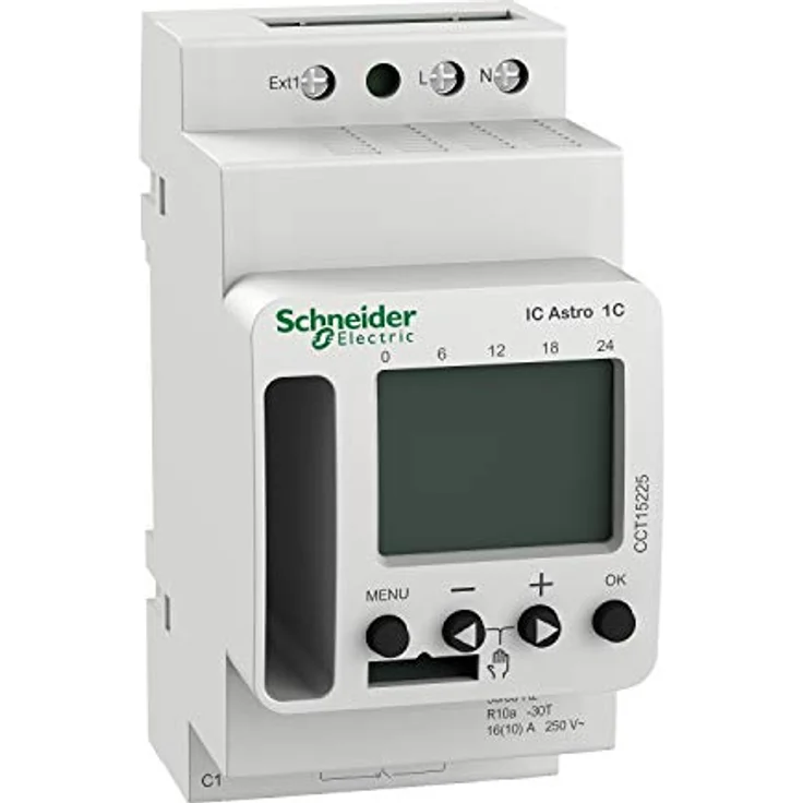 Schneider Electric Dämmerungsschalter IC Astro CCT15225, programmierbare Zeitschaltuhr mit Bluetooth, LCD-Display und Lichtempfindlichkeitseinstellung – Bild 1