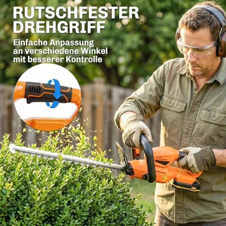 Outsunny Elektro Heckenschere, Akku Elektrischer Heckenschneider mit 100 W Motor, 51 cm doppelseitige Klinge, Orange, inkl. 2000-mAh-Akku und Ladegerät – Bild 6