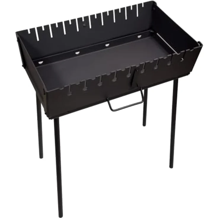 GOROCH Mangal Grill Black Edition für 10 Spieße, Klappbarer Holzkohlegrill aus 2 mm Stahl, ideal für Camping & Outdoor – Bild 2