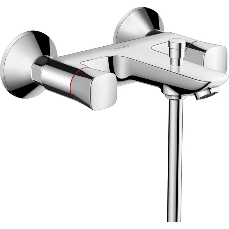 hansgrohe Logis 2-Griff Wannenarmatur Aufputz, Chrom, maximale Durchflussmenge 26 l/min, Keramikventile, automatischer Umsteller – Bild 1