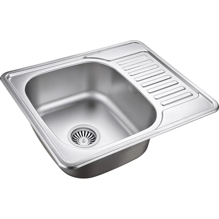 QUADRON KEVIN 116 SteelQ Einbauspüle, 1-Becken Spüle aus Edelstahl, 58 x 48 x 18 cm, satinierte Oberfläche mit Siphon