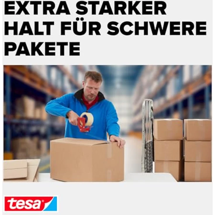 tesapack Ultra Strong im 3er Pack - PVC-Klebebänder für festes Verpacken und sicheres Bündeln - Transparent - 3 Rollen je 66 m - Preisvergleich – Bild 5
