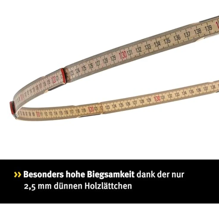 STABILA Zollstock Type 507 N, 2 m, naturfarben, metrische Skala, umschließende Gelenkplatten, Meterstab mit dünnen, hochelastischen Holzlättchen – Bild 2