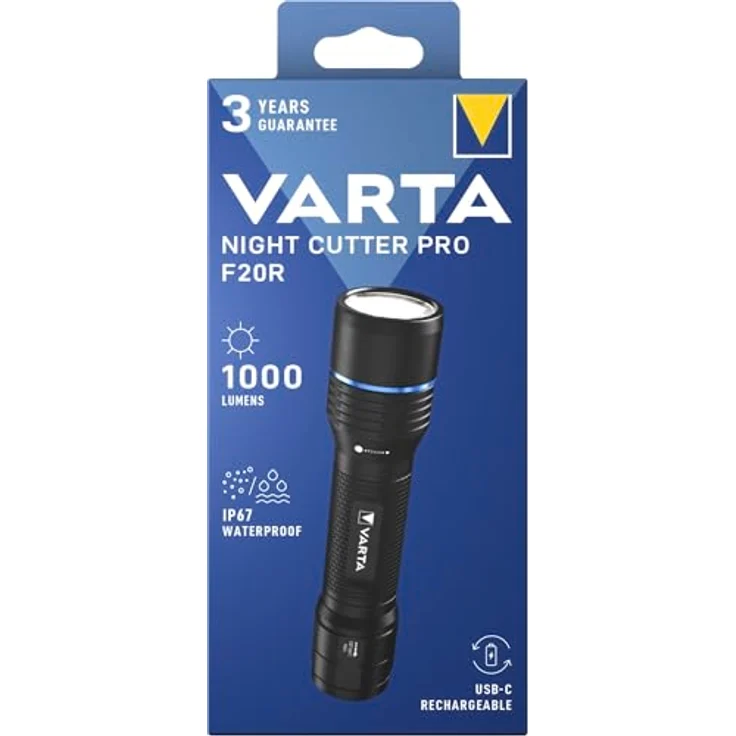 VARTA Night Cutter Pro F20R, LED Taschenlampe 1000lm, wasserdicht IP67, Luftfahrtaluminium, Präzisionsfokus, inkl. Schlüsselband – Bild 2