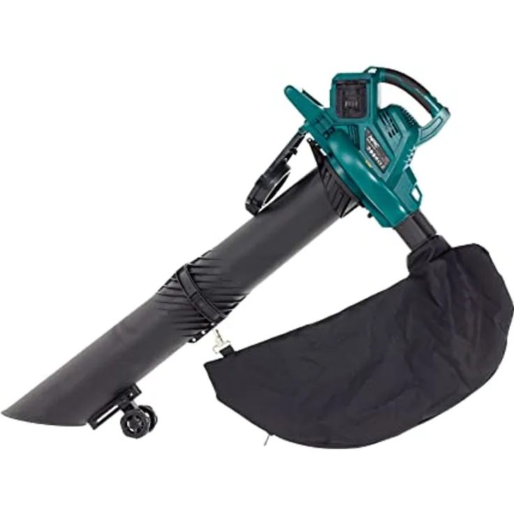 NAC NEW AMERICAN CONCEPT 20V, Laubbläser Akku inkl. Fangsack Kapazität 35L, Luftgeschwindigkeit 200km/h, Ladegerät, Ausgeblasene Luftmenge 3, 7m3/min, Zerkleinerung 9:1, VBB-BL-LI-2x20V, Schwarz-Grün