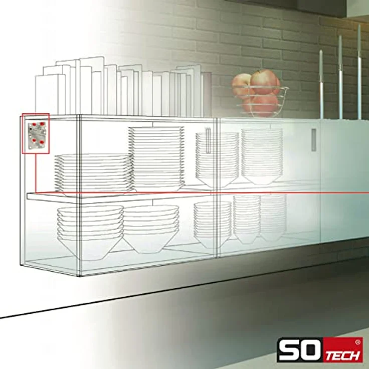 SO-TECH® Unterschrank Schrankträger Schrankhalter | Tragkraft 240 kg | Stahl verzinkt | Abdeckkappe: weiß | höhen- und tiefenverstellbar | Aufhänger: Anschlag (links) | mit vormontierten Spreizdübeln – Bild 4