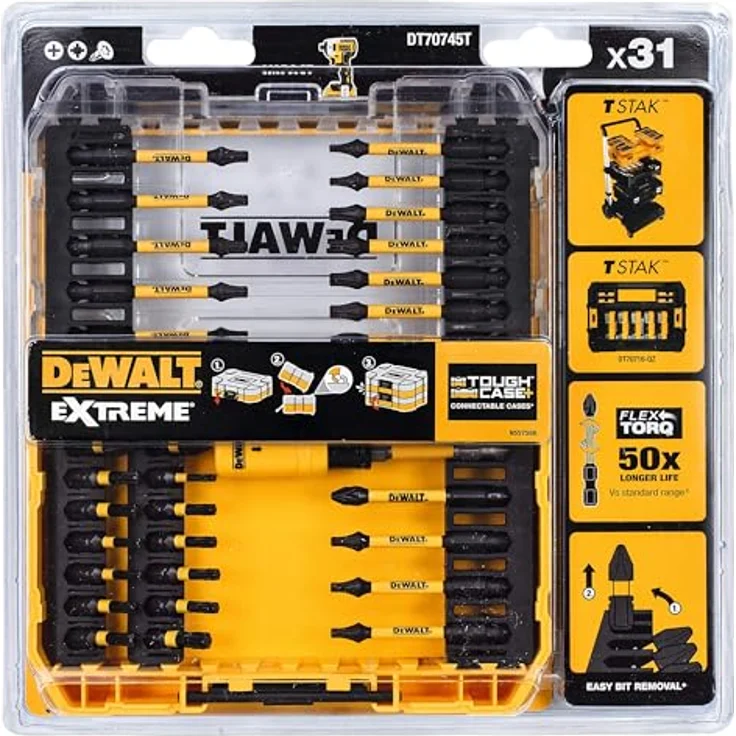 DeWALT DT70745T-QZ Bit-Set 31-tlg. schlagf, schwarz-gelb – Bild 3