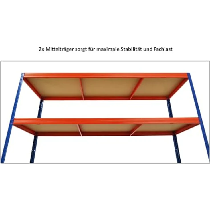 PROREGAL Schwerlastregal Giant Elephant | HxBxT 180x150x60cm | Fachlast 200kg | Blau-Orange – Bild 5