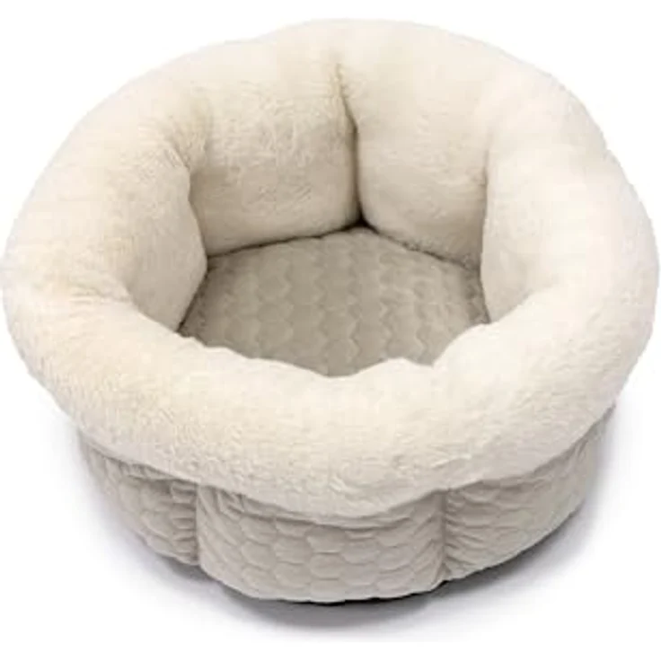 Karlie Tierbett Liegebett Velvet rund, beige, 45 cm breit, waschbar bis 30° C, Anti-Rutsch-Ausstattung – Bild 2