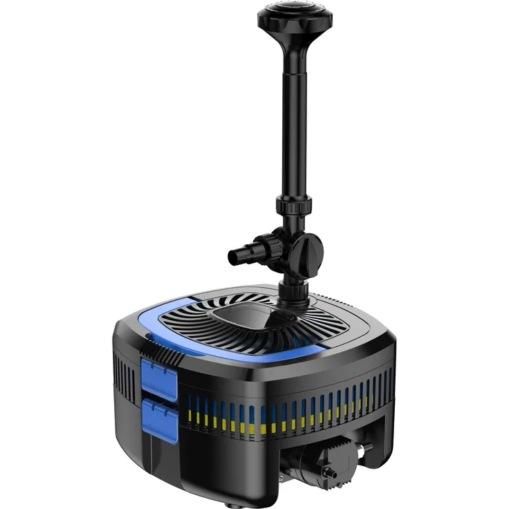 Wiltec SunSun CUF-5800 Springbrunnenpumpe mit eingebautem UVC-Teichklärer, 5200 l/h, energiesparend, Pumpe mit Fontäne, 55 W, blau