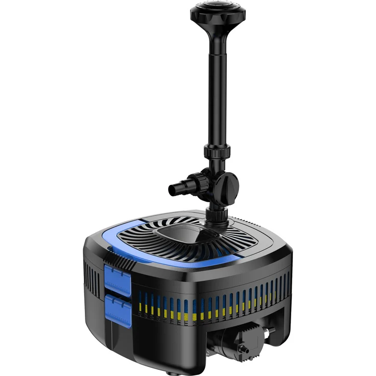 Wiltec SunSun CUF-2800 Springbrunnenpumpe 2800 l/h / 30 W / mit eingebautem 11 W UVC-Teichklärer, energiesparende Teichpumpe, Pumpe mit Fontäne - blau