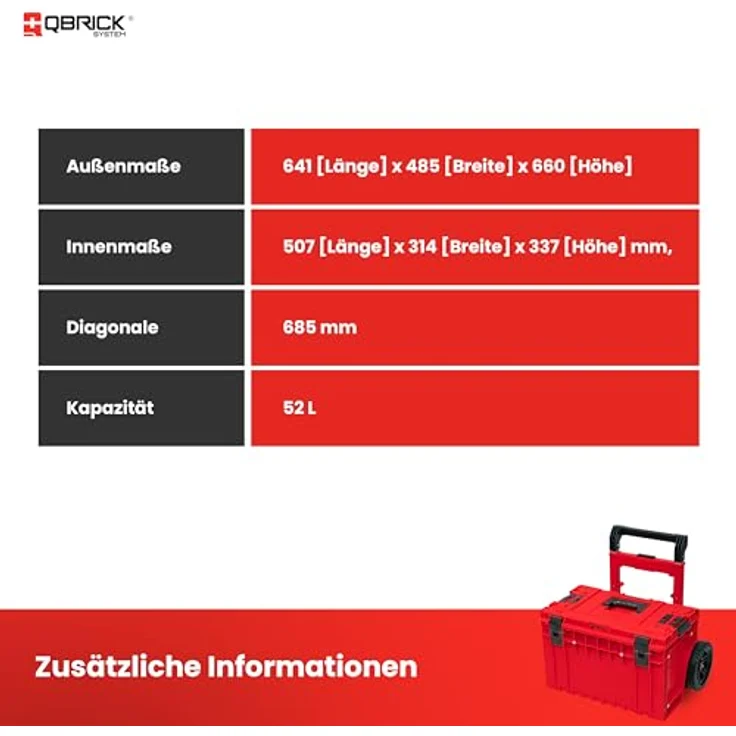Qbrick Rollbox SKRWQCOCCZEPG001, Werkzeugkoffer mit Rollen und praktischem Stauraum – Bild 6