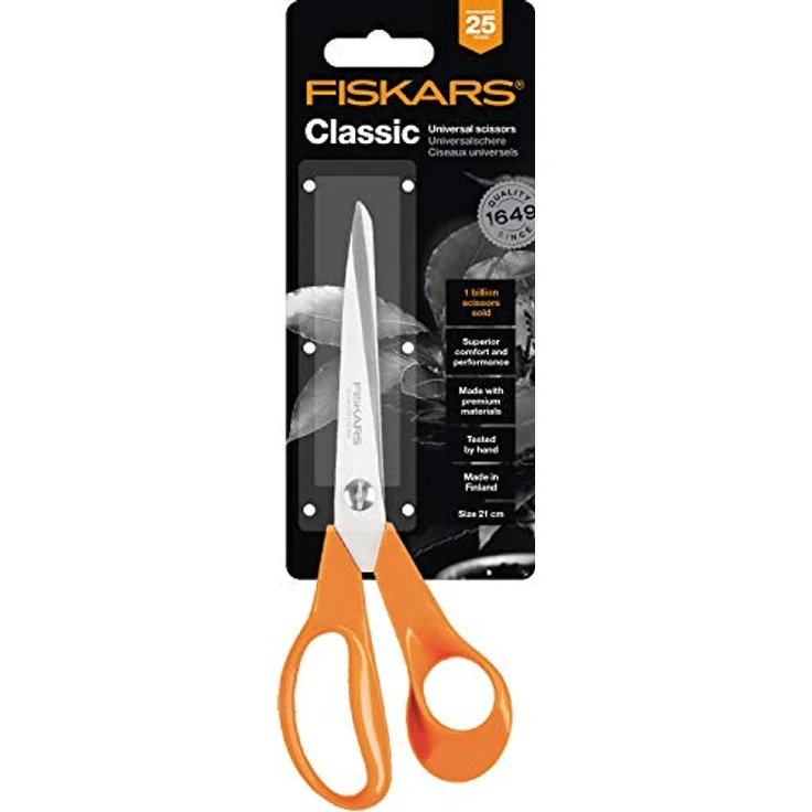 Fiskars Universalschere, Länge 21 cm, Rostfreie Stahl-Klinge-Kunststoff-Griffe, Orange, Classic, S90, 1001539 mittelgroß – Bild 6
