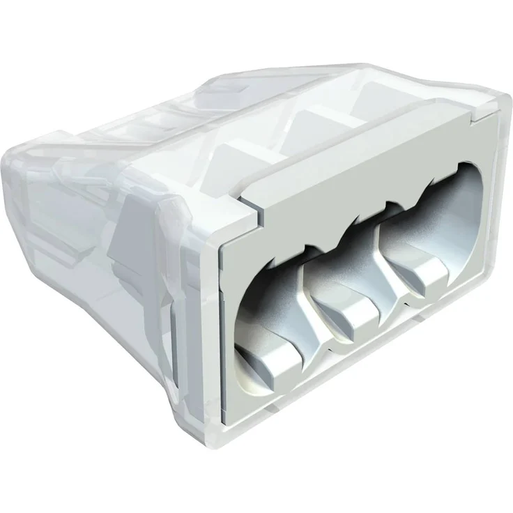 OBO Bettermann 2054485 61 325 LGR Steckklemme, flexible Schraubenlose Verbindung, 3-polig, lichtgrau RAL 7035, 100 Stück