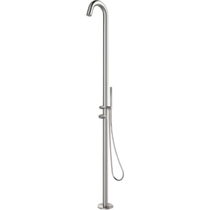 Ideal Eichenwald Gartendusche SYLT, Edelstahl V2A mit Handbrause, Kalt- und Warmwasseranschluss