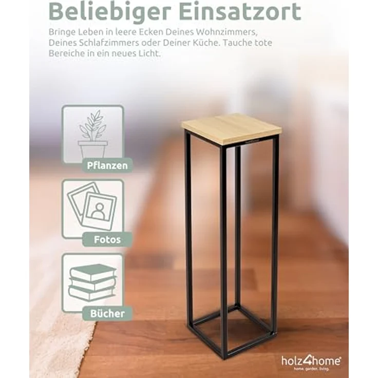 holz4home® Blumenständer Dekoständer MDF Sonoma Eiche mit Metallgestell – Bild 5