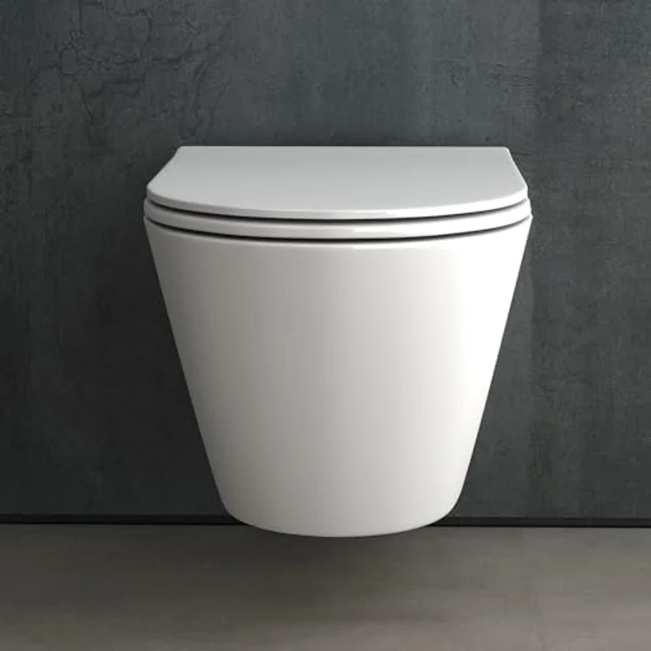 Alpenberger Germany Wand WC Spülrandlos | Hänge WC U-Form Design mit Nano Beschichtung und Soft-Close Sitz | Passend Geberit – Bild 2